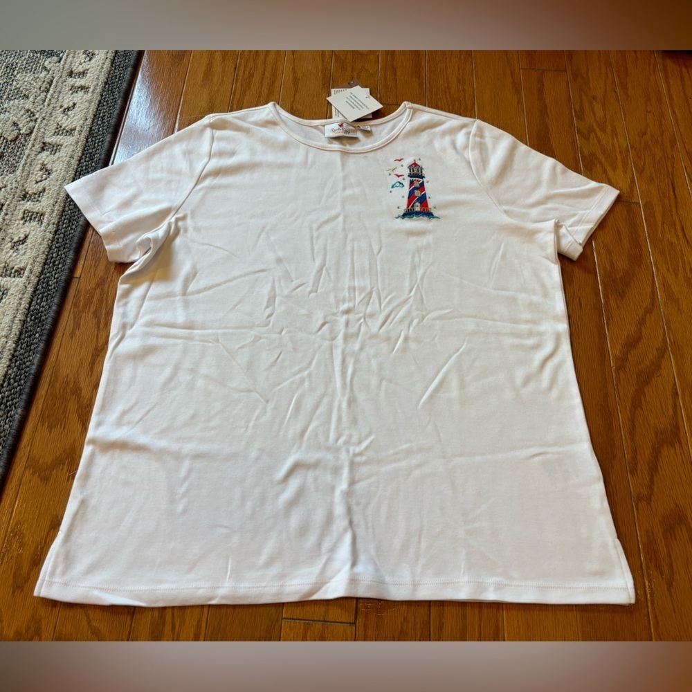 Quackers Factory lighthouse Embroidered Top Womens Size Large NWT